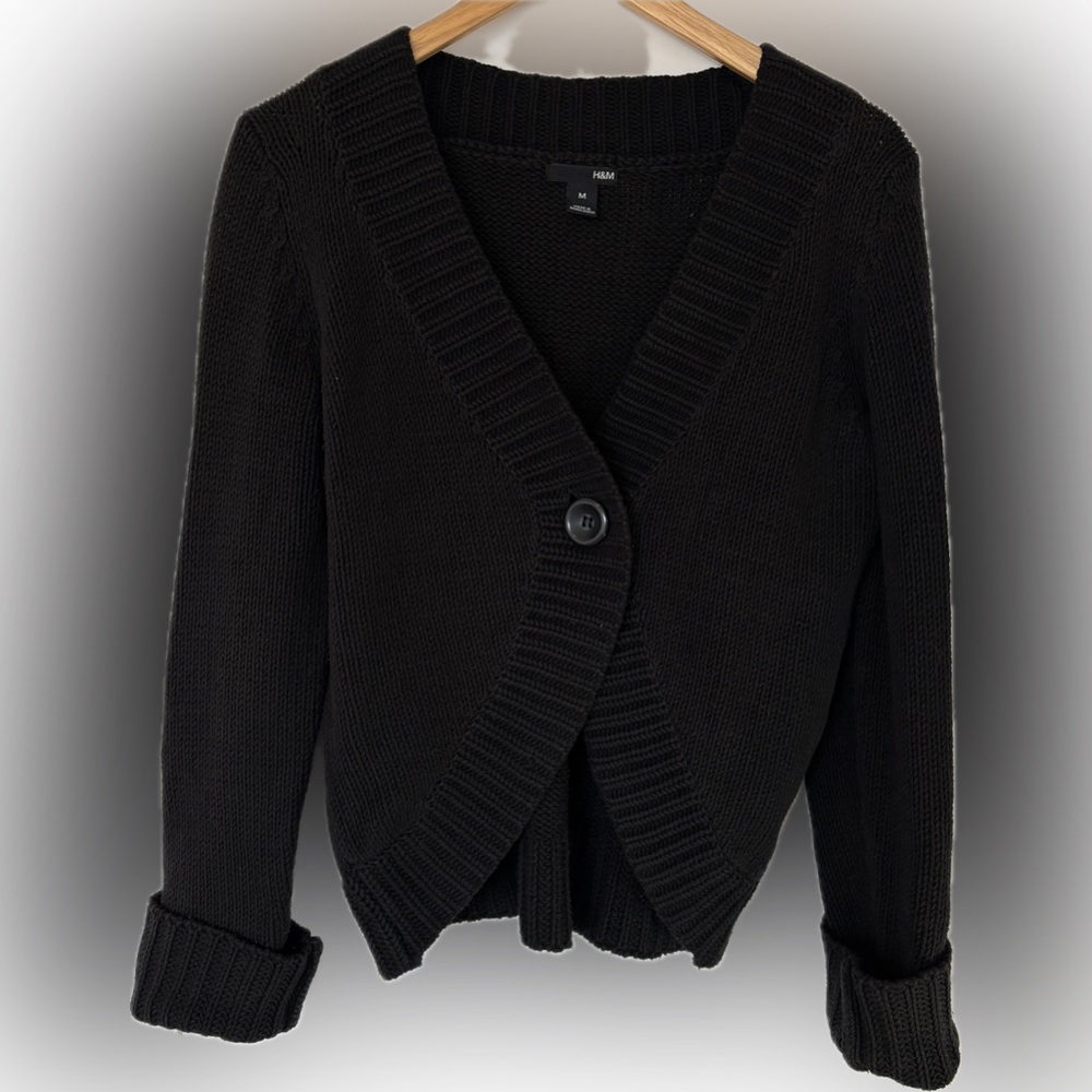 H&M Black Button-Up Cardigan
